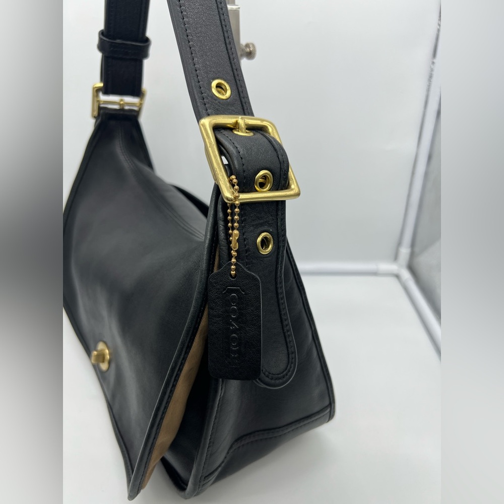 COACH VINTAGE 9338 Y2K Legacy Crescent Black Leather Shoulder Crossbody Hobo Bag - Picture 4 of 16